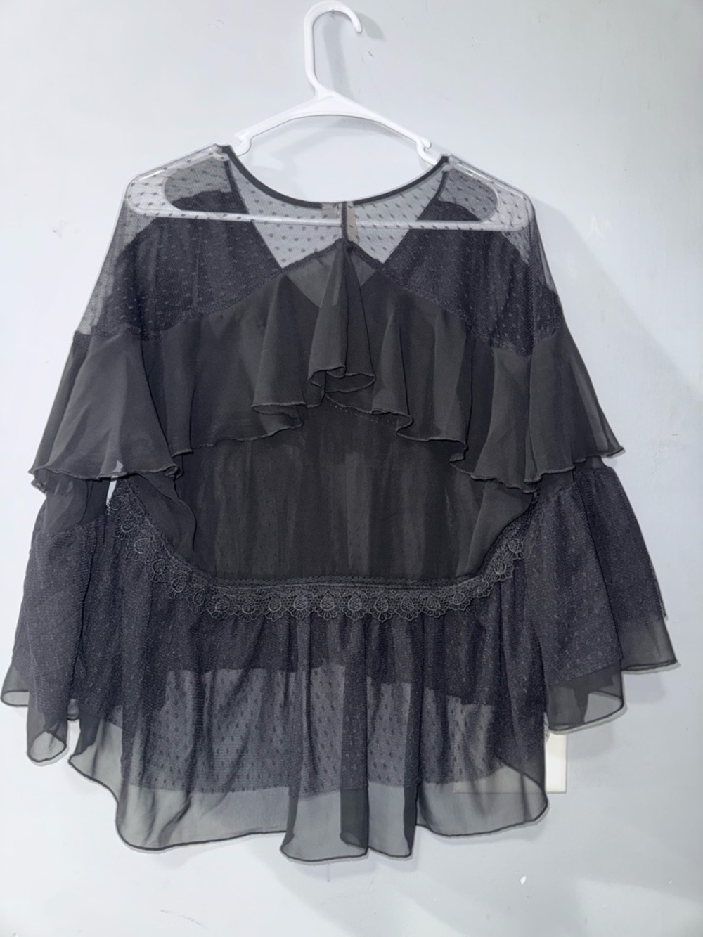 ASOS Black Ruffle Sheer Blouse - Picture 9 of 10
